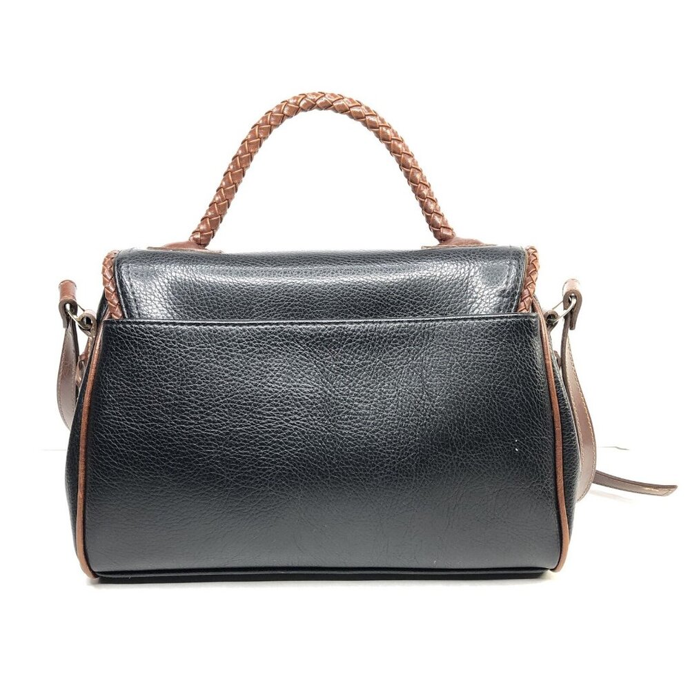 Vtg Carryland USA Leather Purse Black Brown Shoulder Crossbody Bag Woven Handle - Picture 5 of 13